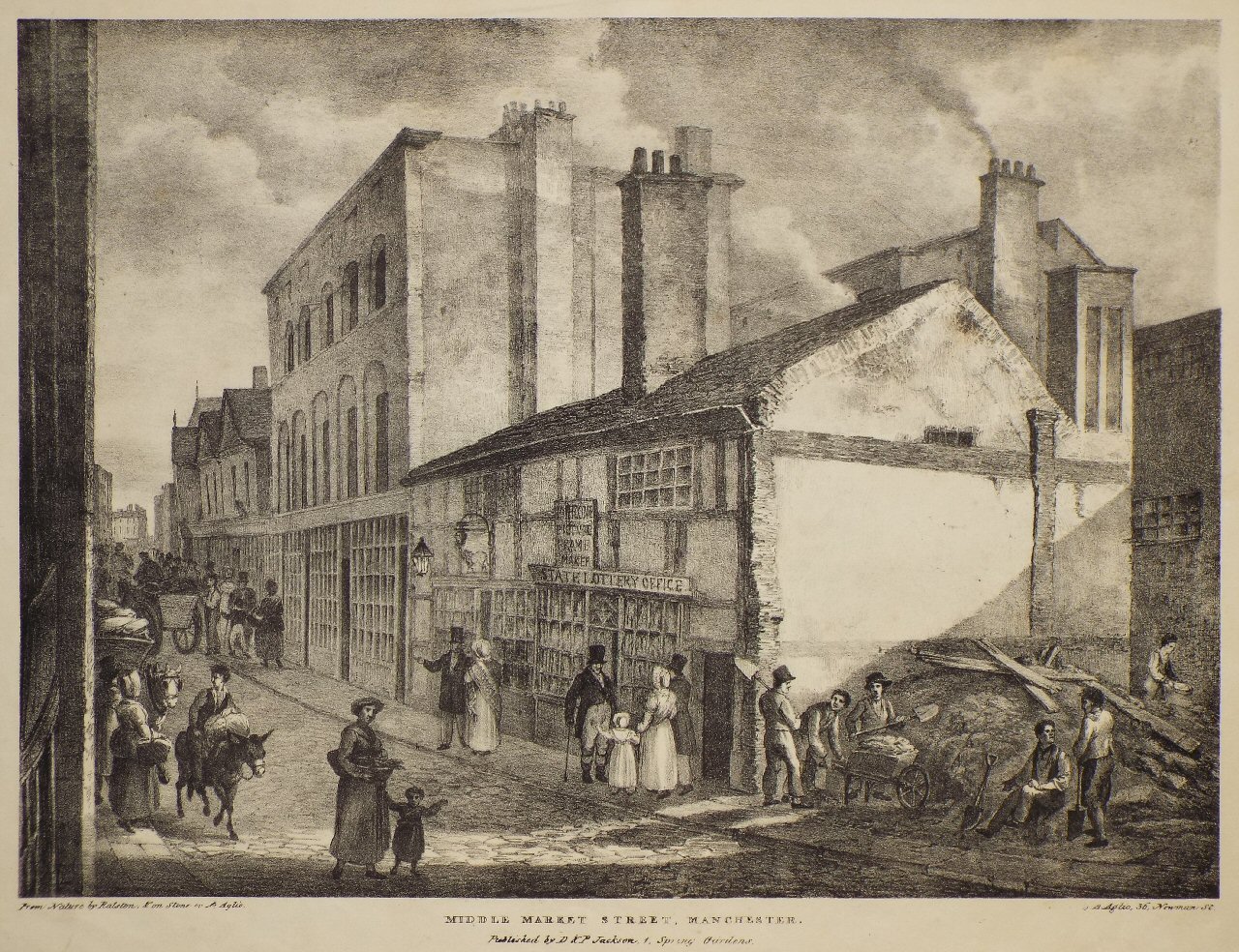 Lithograph - Middle Market Street, Manchester - Aglio
